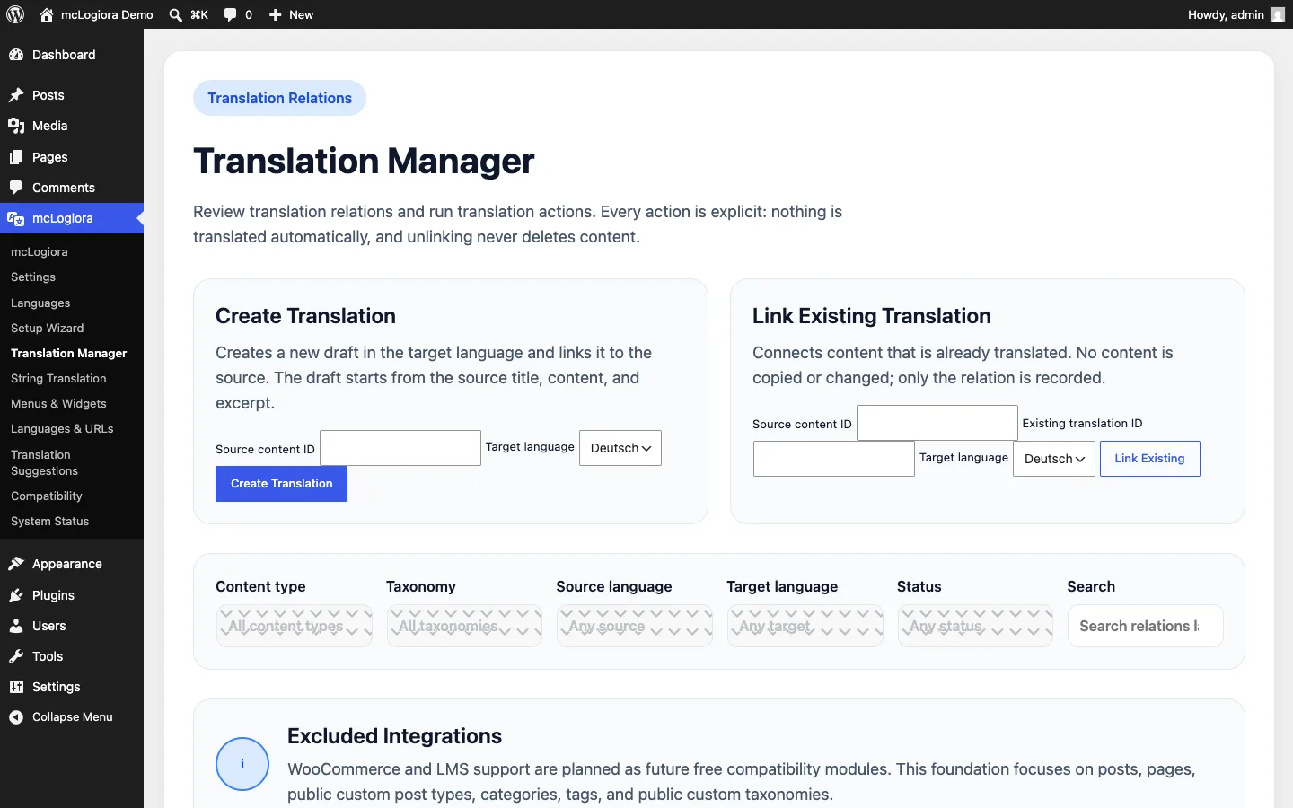 mcLogiora Translation Manager