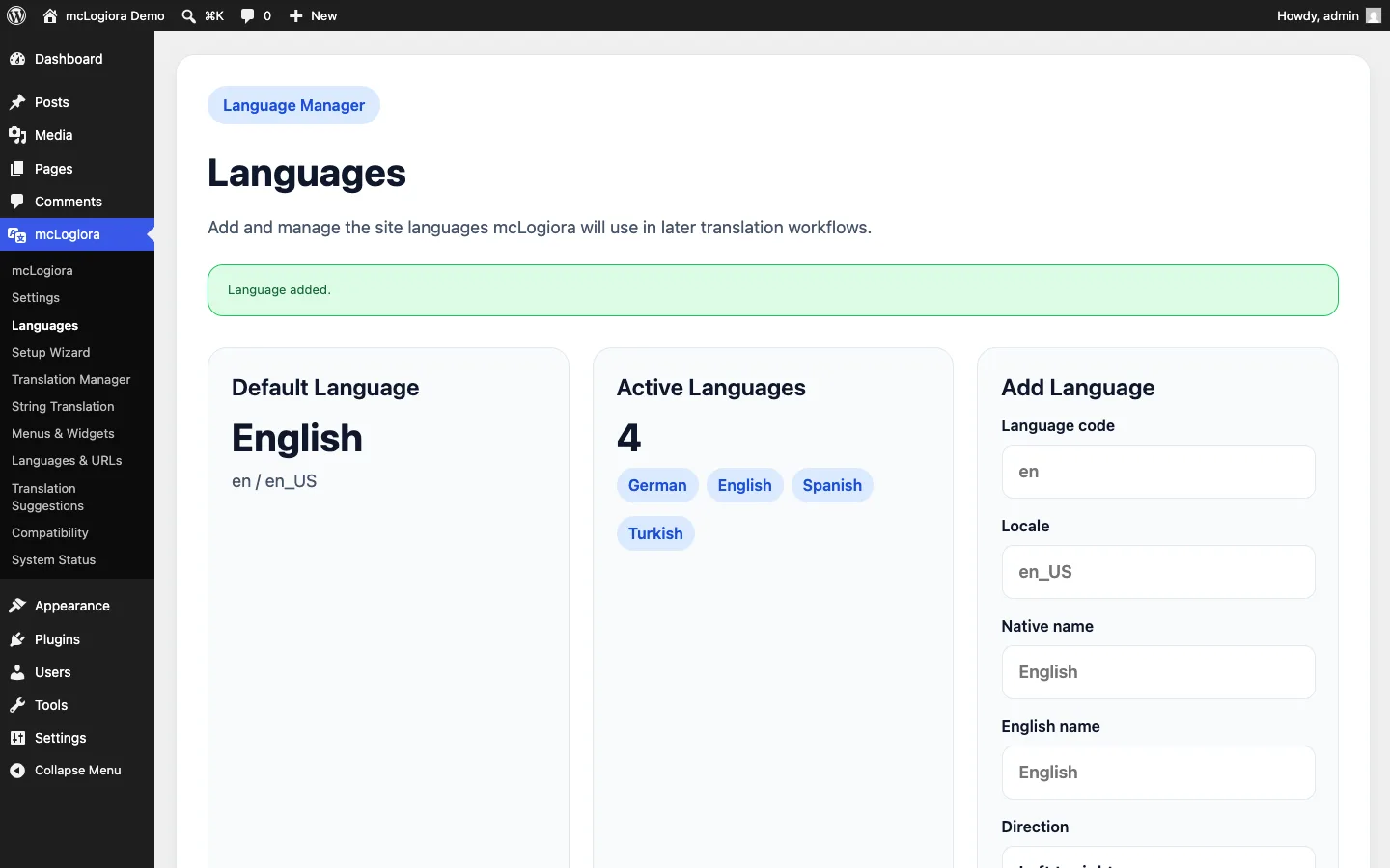 mcLogiora Languages